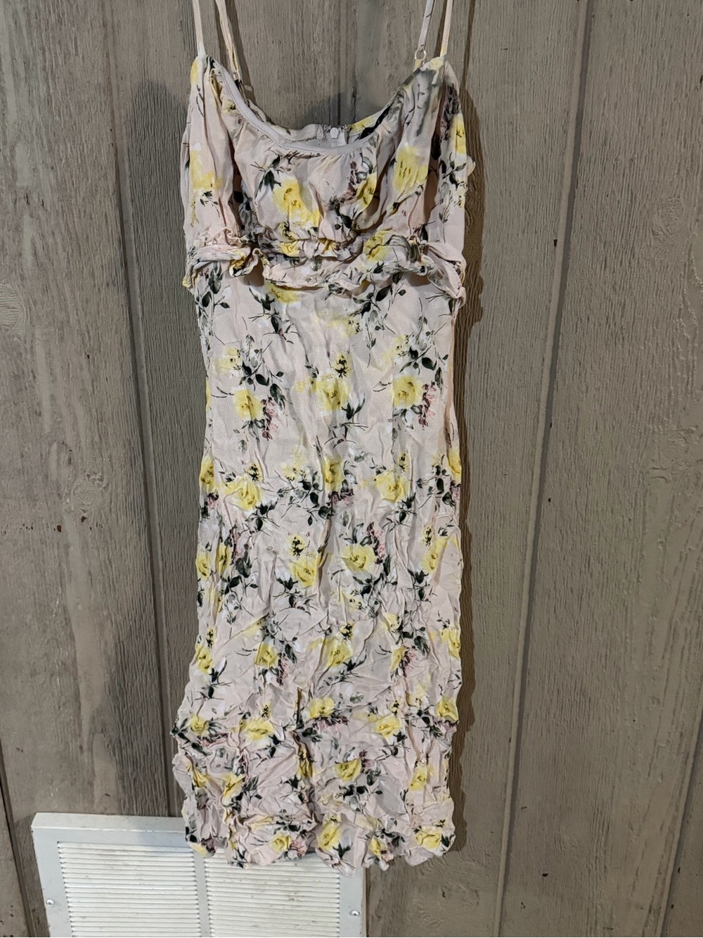 Trixxi Pale Pink Floral Midi Dress with Yellow Roses